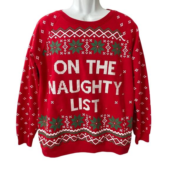 Freeze ON THE NAUGHTY LIST Light Up Ugly Christmas Sweatshirt Size XL - Picture 1 of 5